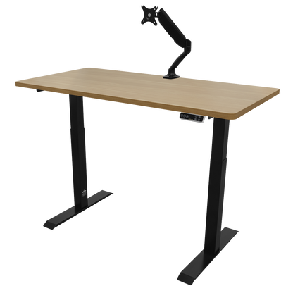 Dellonda Oak Electric Height Adjustable Standing Desk, 1400 x 700mm Dual Motor 100kg