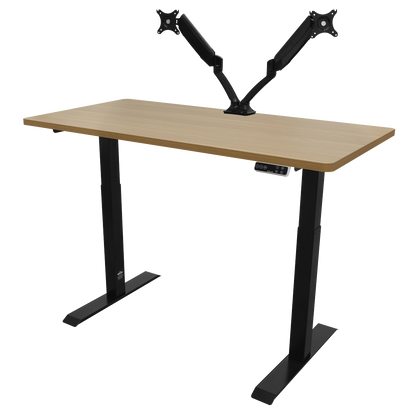 Dellonda Oak Electric Height Adjustable Standing Desk, 1400 x 700mm Dual Motor 100kg