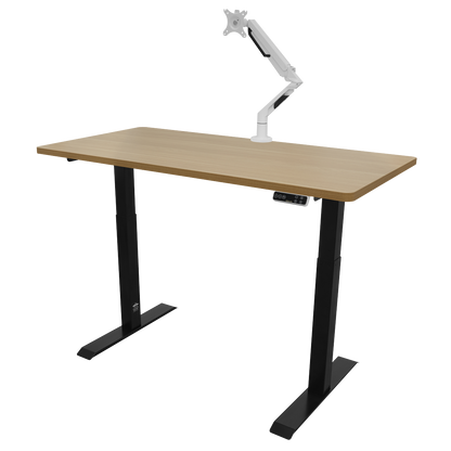 Dellonda Oak Electric Height Adjustable Standing Desk, 1400 x 700mm Dual Motor 100kg