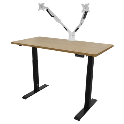 Dellonda Oak Electric Height Adjustable Standing Desk, 1400 x 700mm Dual Motor 100kg