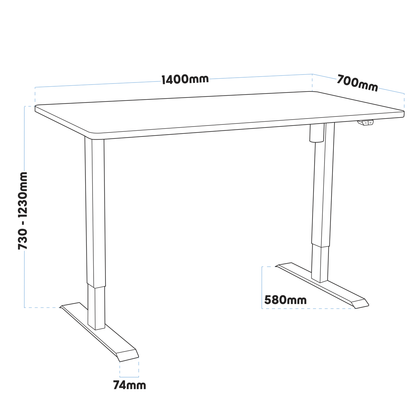 Dellonda Black Electric Height Adjustable Standing Desk, 1400 x 700mm Dual Motor 100kg
