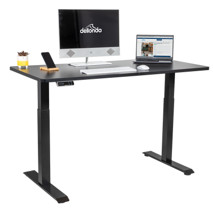 Dellonda Black Electric Height Adjustable Standing Desk, 1400 x 700mm Dual Motor 100kg