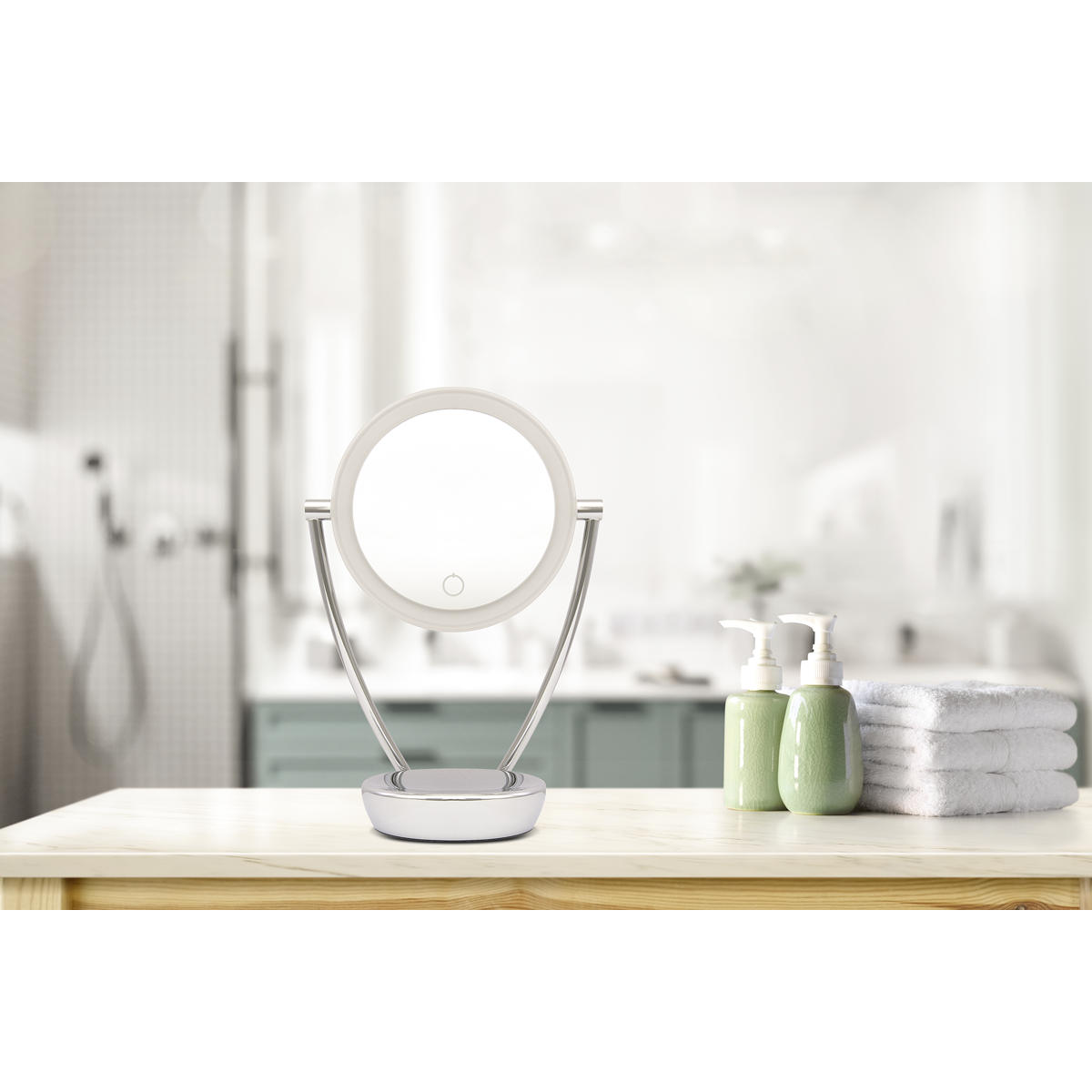 Dellonda Freestanding Double-Sided LED Vanity Mirror 7.5"