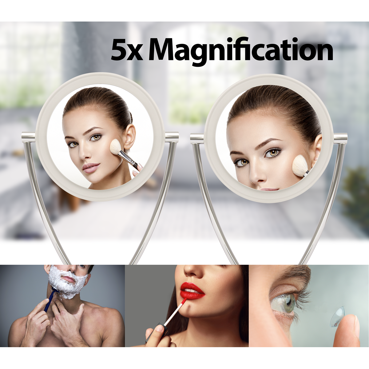 Dellonda Freestanding Double-Sided LED Vanity Mirror 7.5"