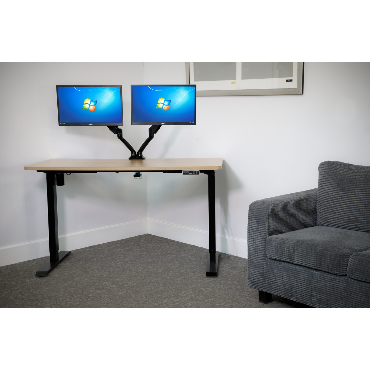 Sealey Dellonda Oak Electric Height Adjustable Standing Desk With