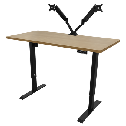 Dellonda Oak Electric Adjustable-Height Standing Desk with Memory, Quiet & Fast 1400 x 700mm