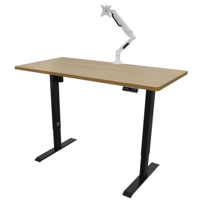 Dellonda Oak Electric Adjustable-Height Standing Desk with Memory, Quiet & Fast 1400 x 700mm
