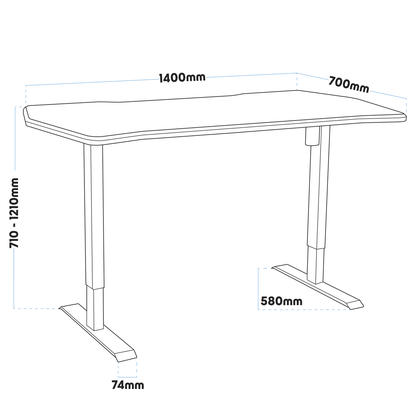 Dellonda Carbon Fibre Effect Electric Height Adjustable Standing Desk with Memory, Quiet, 1400 x 700mm