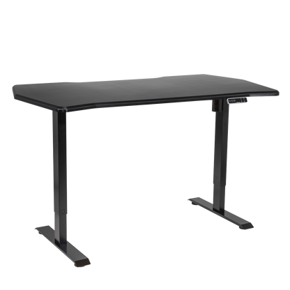 Dellonda Carbon Fibre Effect Electric Height Adjustable Standing Desk with Memory, Quiet, 1400 x 700mm