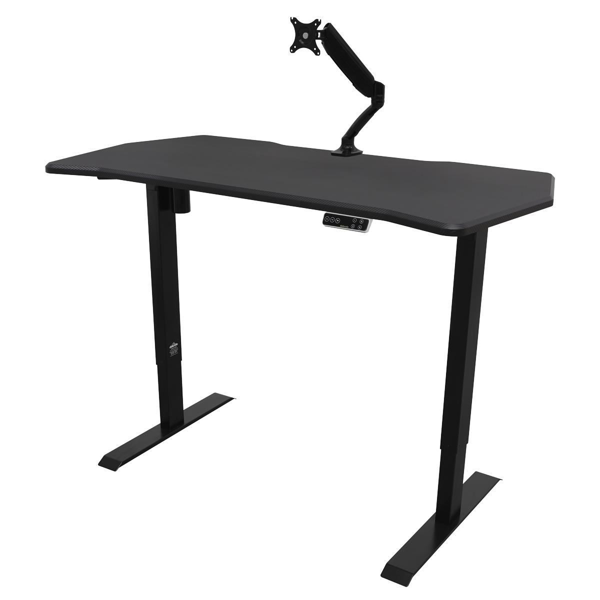 Dellonda Carbon Fibre Effect Electric Height Adjustable Standing Desk with Memory, Quiet, 1400 x 700mm