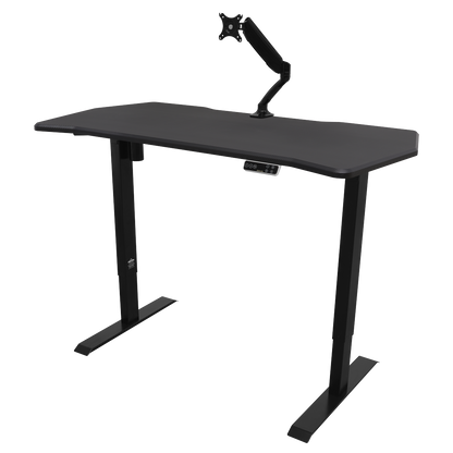 Dellonda Carbon Fibre Effect Electric Height Adjustable Standing Desk with Memory, Quiet, 1400 x 700mm