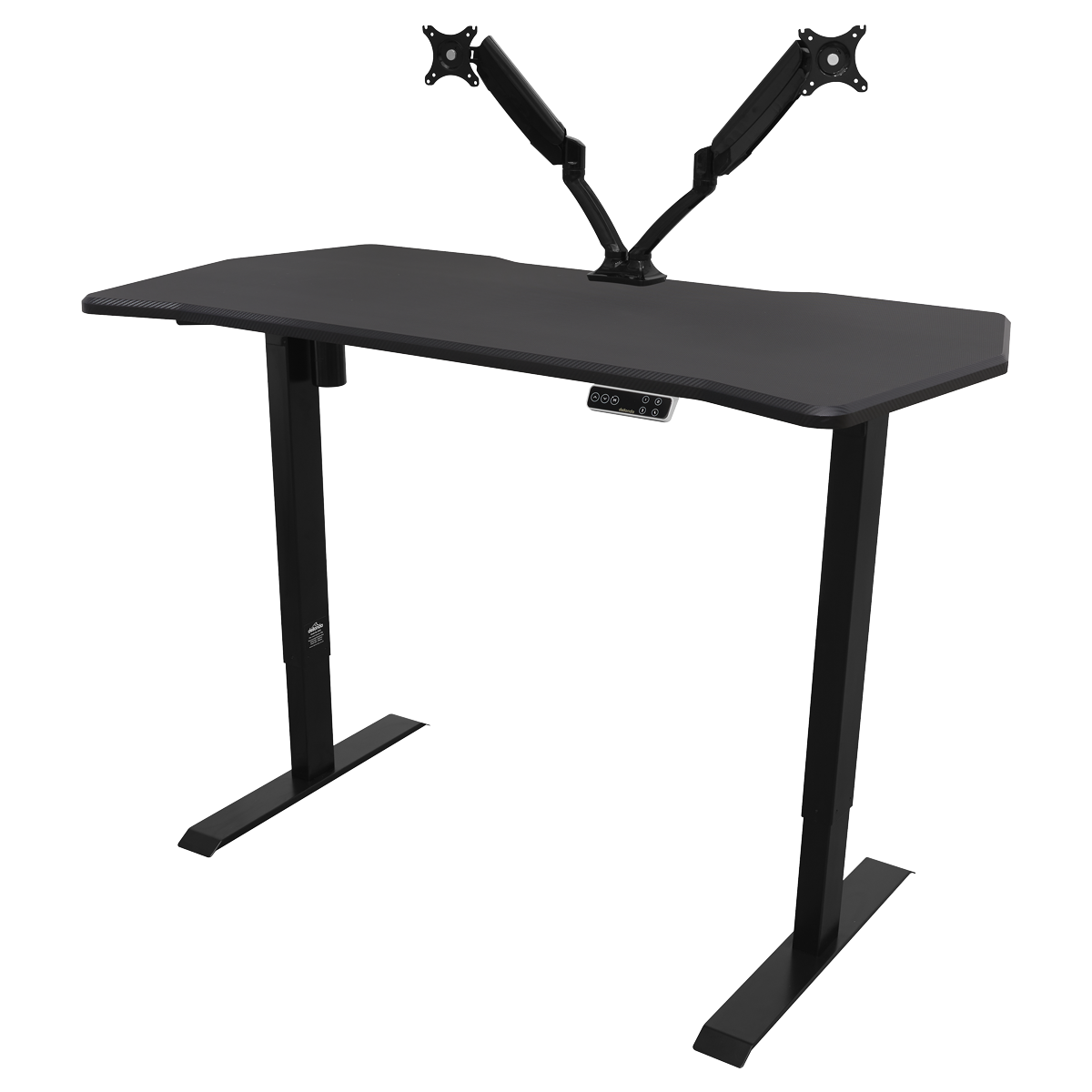 Dellonda Carbon Fibre Effect Electric Height Adjustable Standing Desk with Memory, Quiet, 1400 x 700mm
