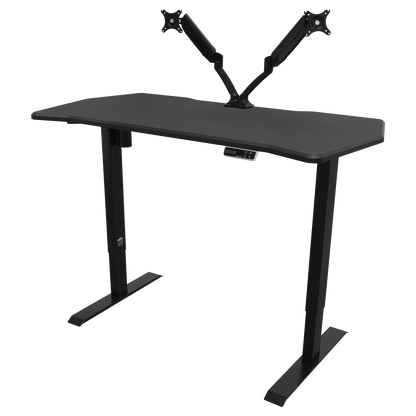 Dellonda Carbon Fibre Effect Electric Height Adjustable Standing Desk with Memory, Quiet, 1400 x 700mm