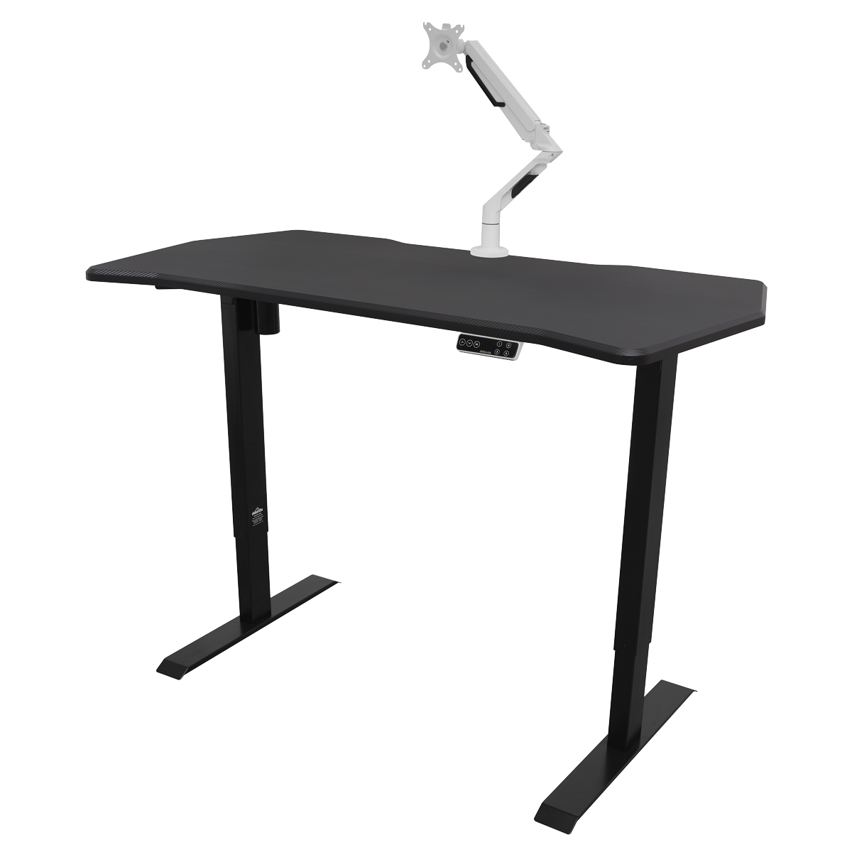 Dellonda Carbon Fibre Effect Electric Height Adjustable Standing Desk with Memory, Quiet, 1400 x 700mm