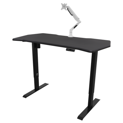 Dellonda Carbon Fibre Effect Electric Height Adjustable Standing Desk with Memory, Quiet, 1400 x 700mm