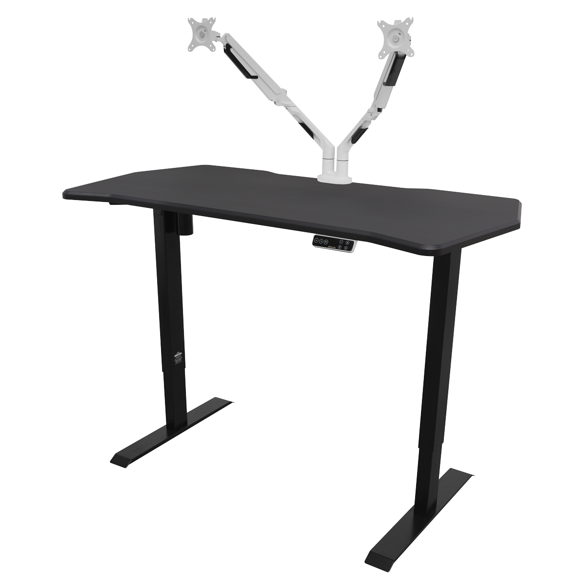Dellonda Carbon Fibre Effect Electric Height Adjustable Standing Desk with Memory, Quiet, 1400 x 700mm