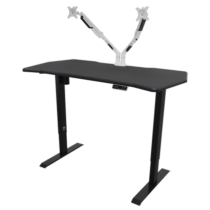 Dellonda Carbon Fibre Effect Electric Height Adjustable Standing Desk with Memory, Quiet, 1400 x 700mm