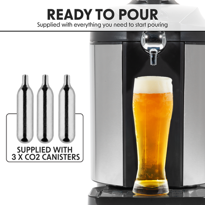 Baridi Mini Keg Draft Beer Dispenser Tap with Integrated Cooling 5L Capacity