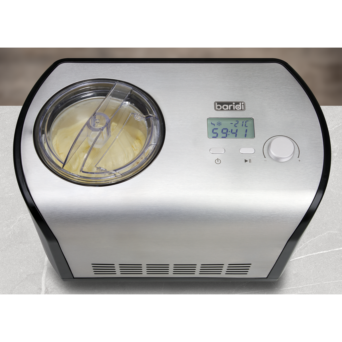 Baridi Ice Cream Maker with Fast Freeze 1.2L Capacity - Stainless Steel