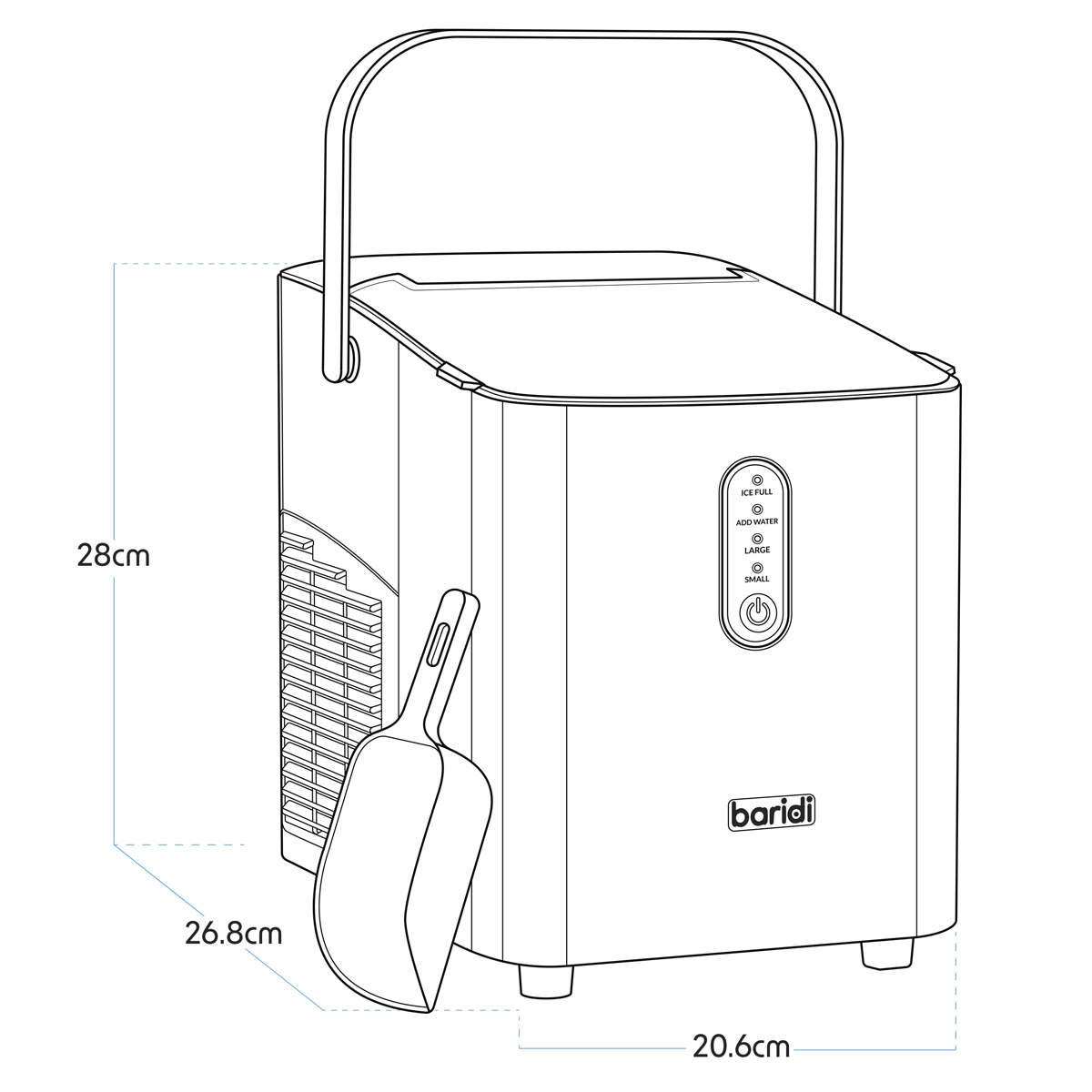 Baridi Ice Cube Maker with LED Display & 10 Minute Freeze