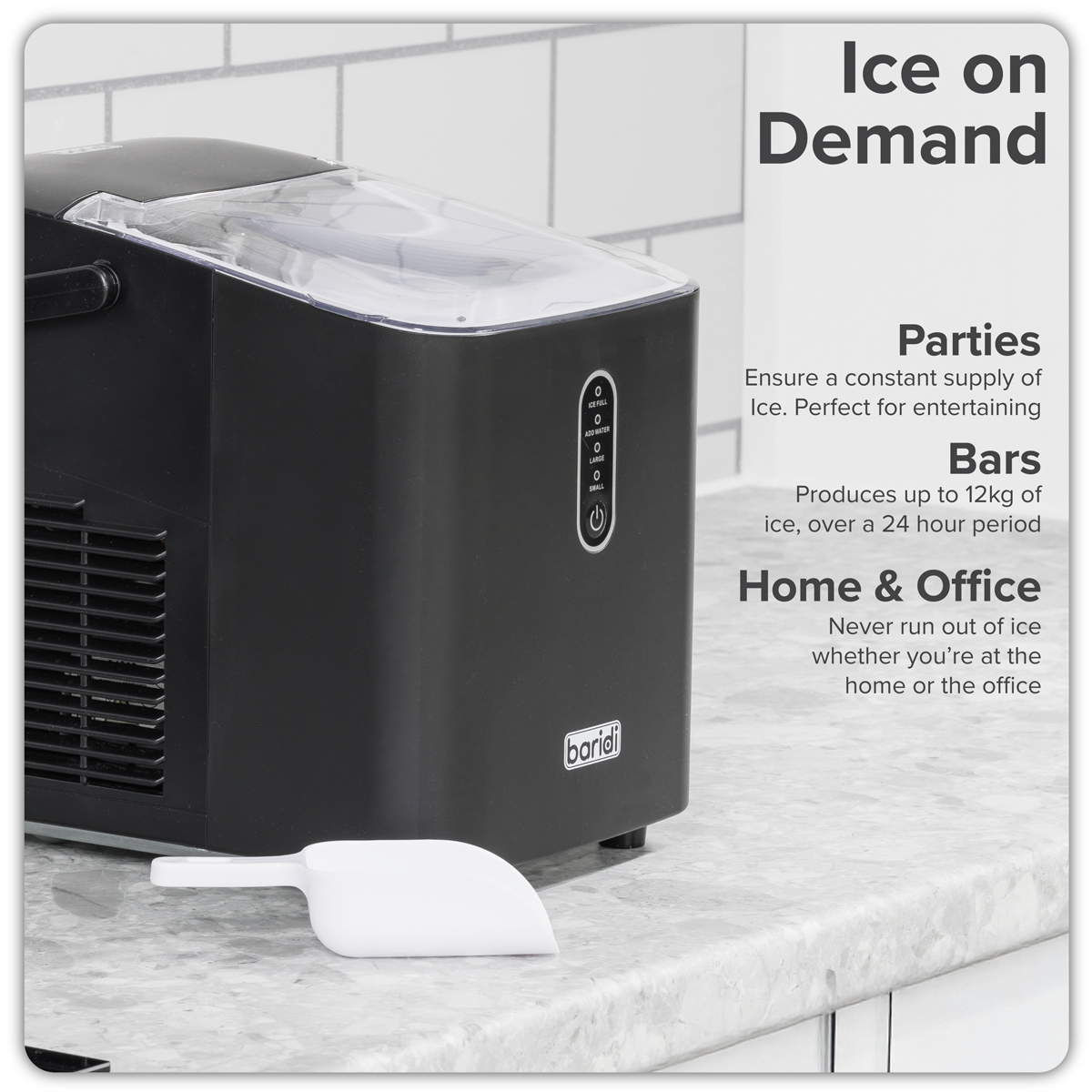 Baridi Ice Cube Maker with LED Display & 10 Minute Freeze