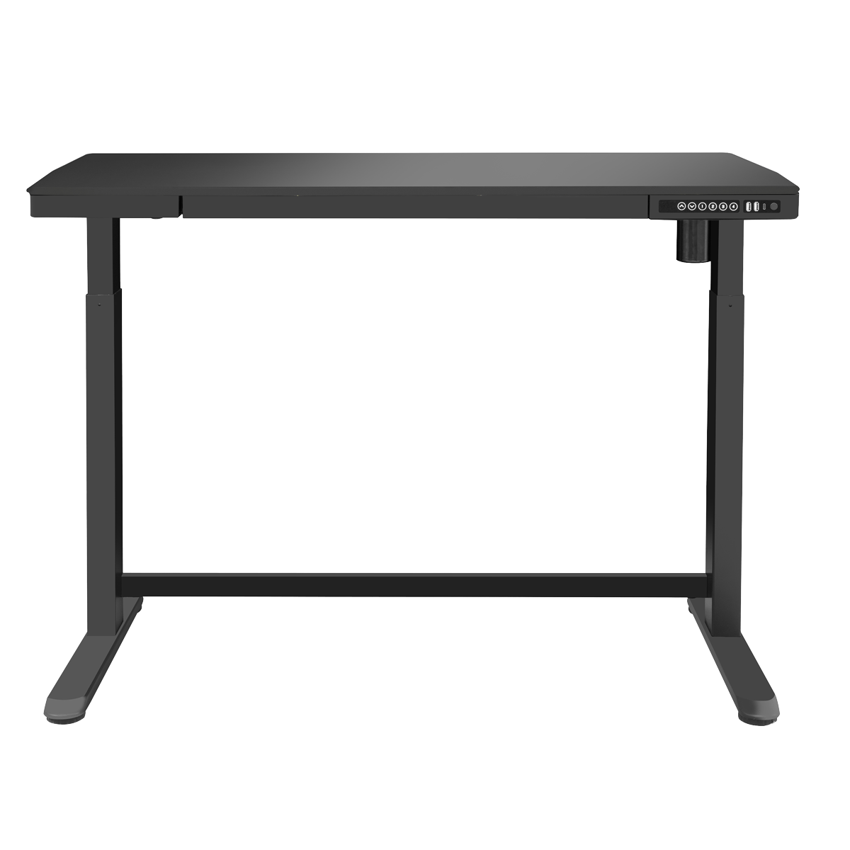 Dellonda Single Motor Ultra-Quiet Electric Desk with Control Panel, USB Port & Drawer - Black Desktop