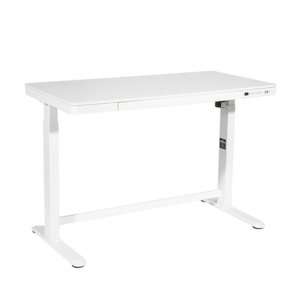 Dellonda Single Motor Ultra-Quiet Electric Desk with Control Panel, USB Port & Drawer - White Desktop