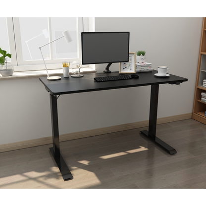 Dellonda Single Motor Ultra-Quiet Adjustable-Height Electric Sit/Stand Desk - Black Desktop