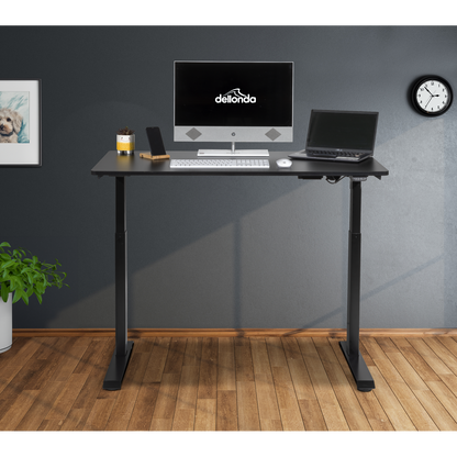 Dellonda Single Motor Ultra-Quiet Adjustable-Height Electric Sit/Stand Desk - Black Desktop