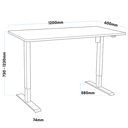 Dellonda Single Motor Ultra-Quiet Adjustable-Height Electric Sit/Stand Desk - Black Desktop