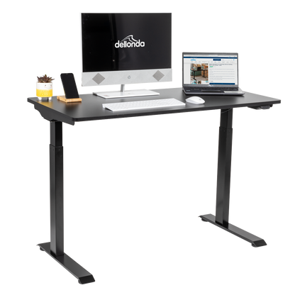 Dellonda Single Motor Ultra-Quiet Adjustable-Height Electric Sit/Stand Desk - Black Desktop