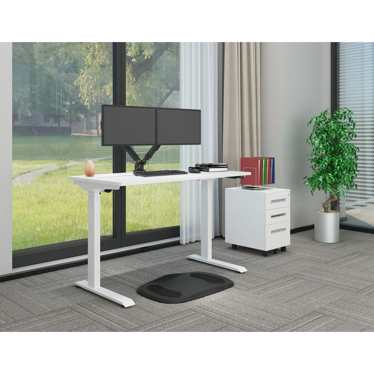 Dellonda Single Motor Ultra-Quiet Adjustable-Height Electric Sit/Stand Desk - White Desktop