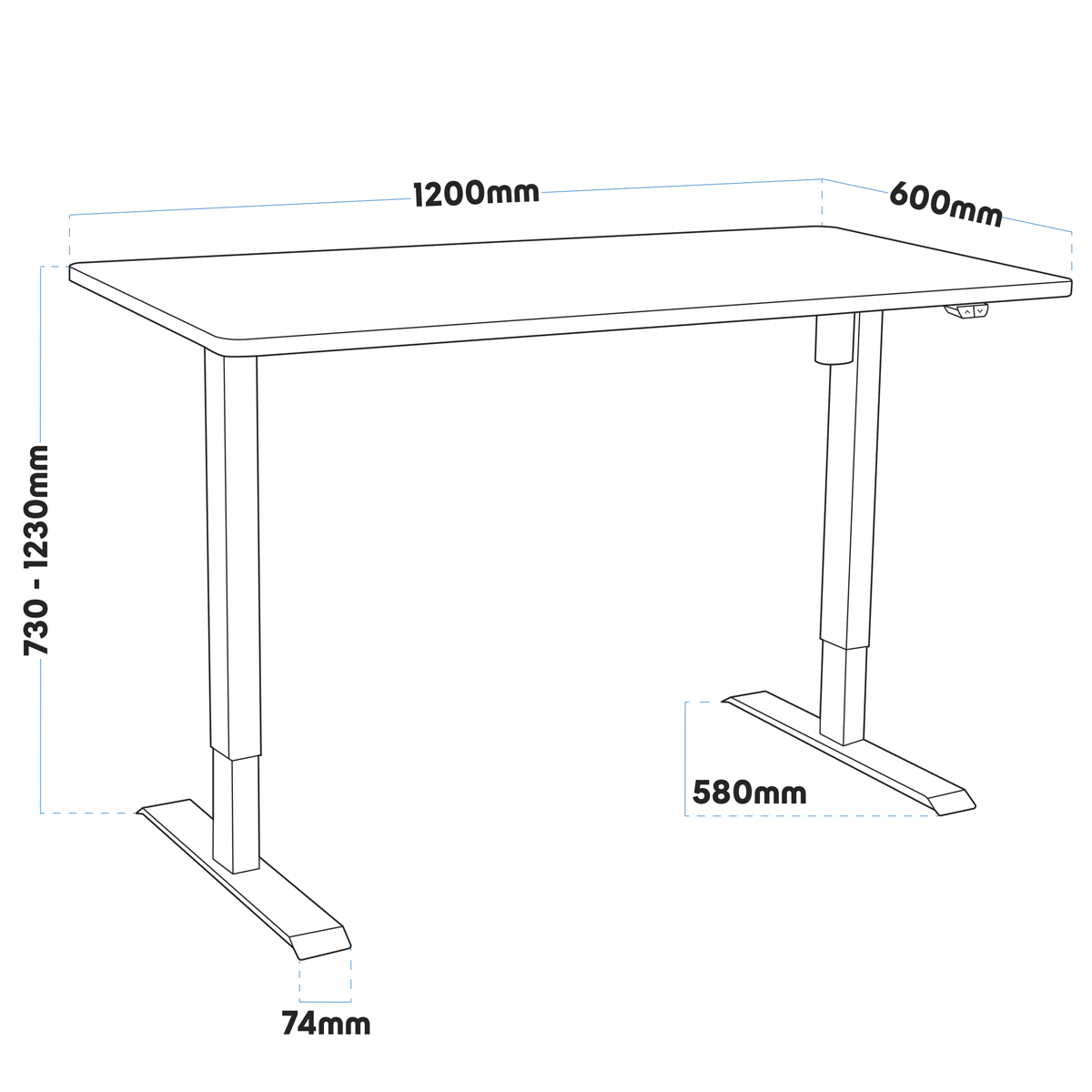 Dellonda Single Motor Ultra-Quiet Adjustable-Height Electric Sit/Stand Desk - White Desktop
