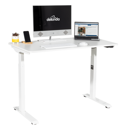 Dellonda Single Motor Ultra-Quiet Adjustable-Height Electric Sit/Stand Desk - White Desktop