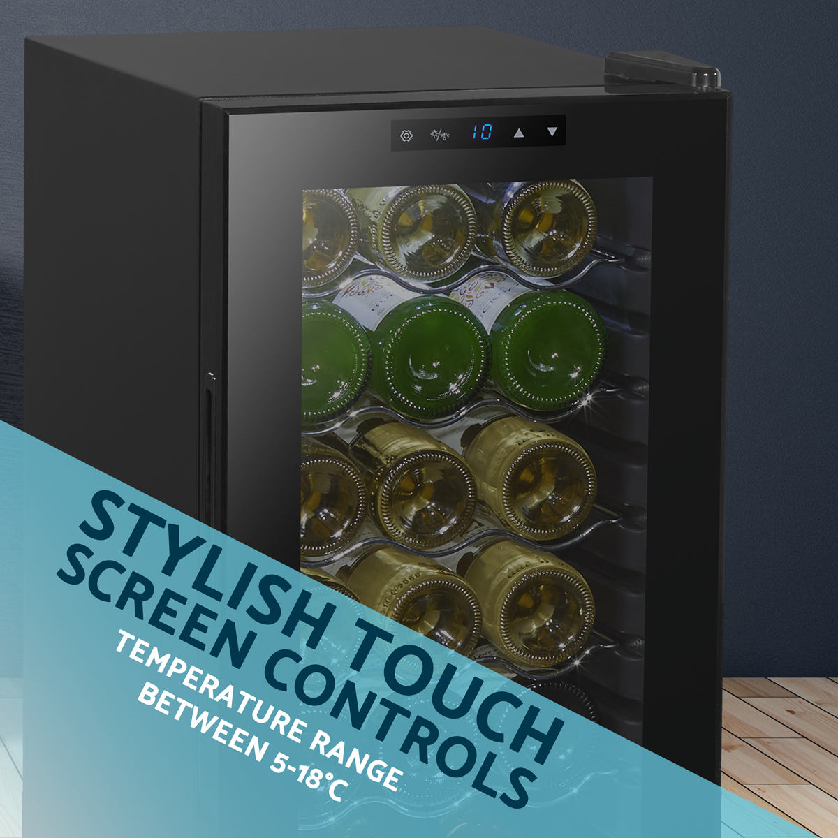 Baridi 18 Bottle Wine Fridge & Cooler - Black