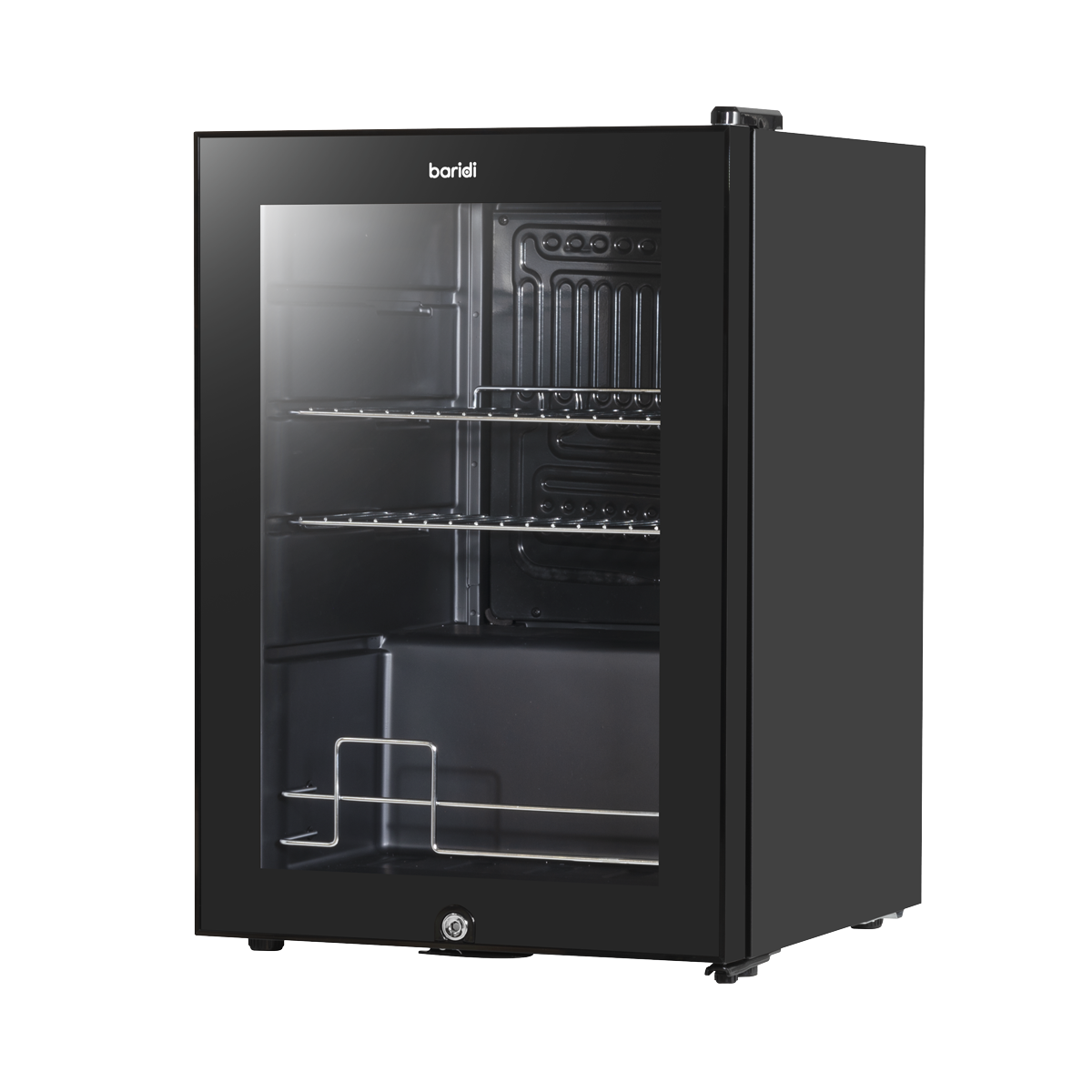 Baridi Beer & Drinks Fridge with LED Light, Black and Glass Door 60L