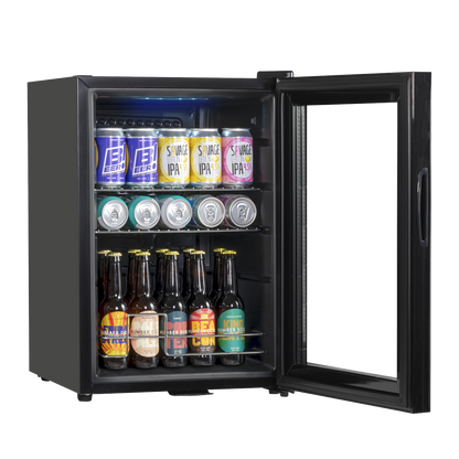 Baridi Beer & Drinks Fridge with LED Light, Black and Glass Door 60L
