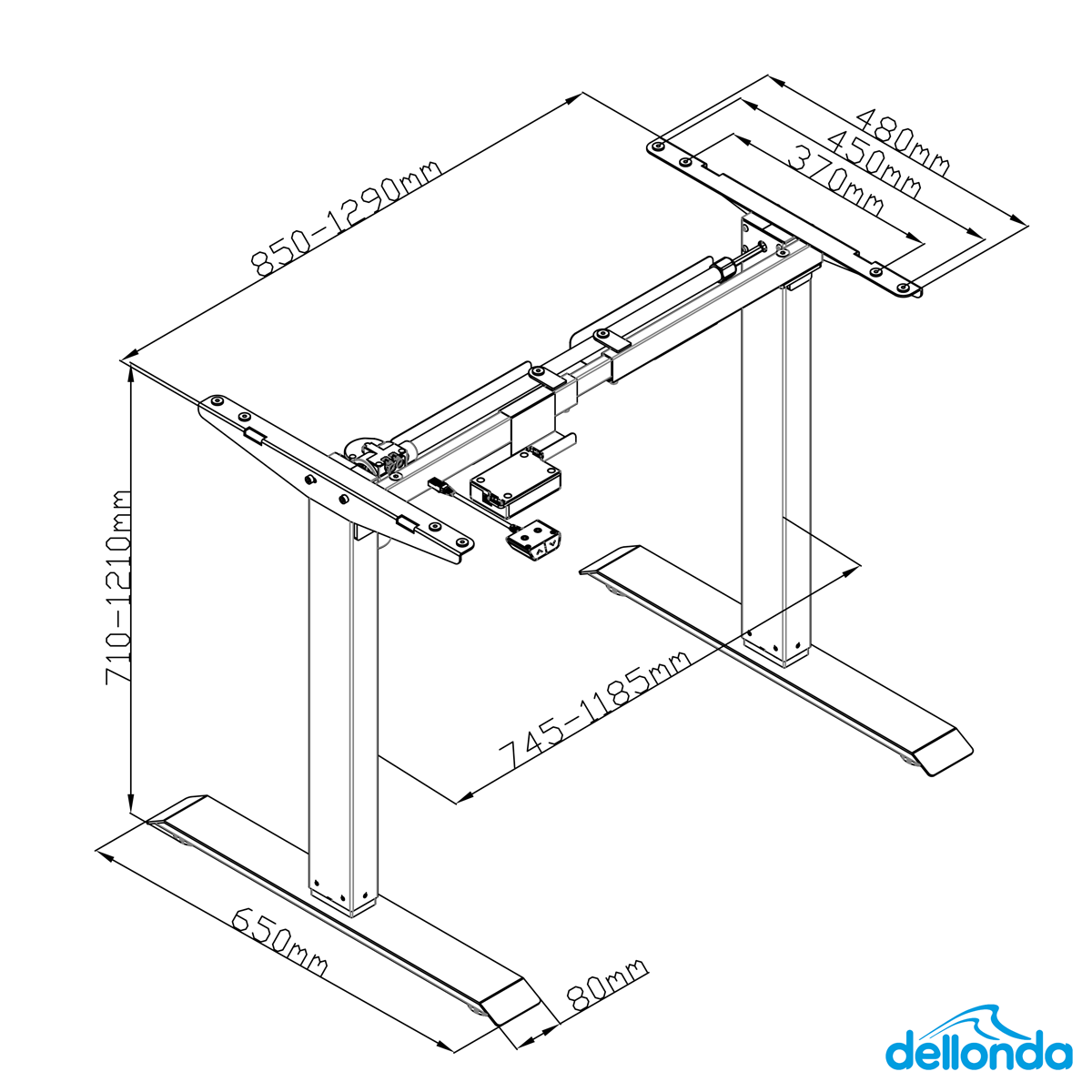 Dellonda Single Motor Ultra-Quiet Adjustable-Height Desk Frame 70kg Capacity - White