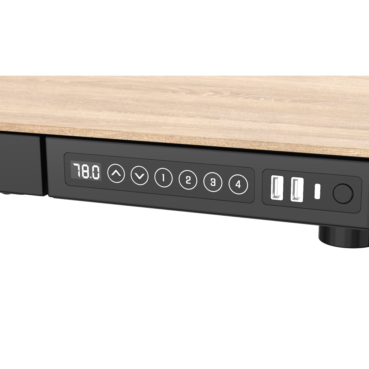 Dellonda Single Motor Ultra-Quiet Electric Desk with Control Panel, USB Port & Drawer - Oak Desktop