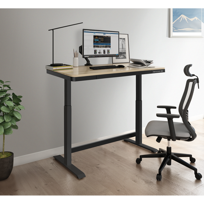 Dellonda Single Motor Ultra-Quiet Electric Desk with Control Panel, USB Port & Drawer - Oak Desktop