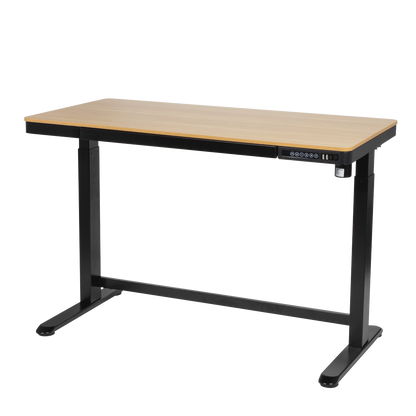 Dellonda Single Motor Ultra-Quiet Electric Desk with Control Panel, USB Port & Drawer - Oak Desktop