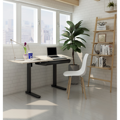 Dellonda Single Motor Ultra-Quiet Electric Adjustable Drawing Table with 40° Tilt, Drawer & Side Table