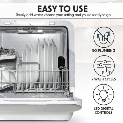 Baridi Tabletop Dishwasher 3 Place Settings 6L Capacity