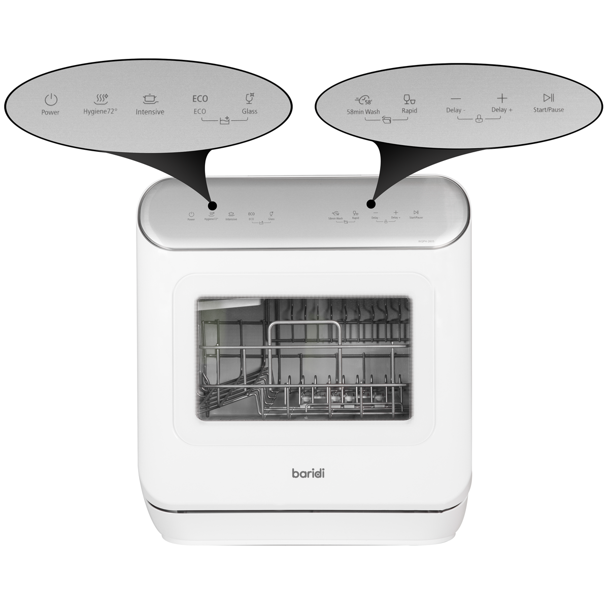 Baridi Tabletop Dishwasher 3 Place Settings 6L Capacity