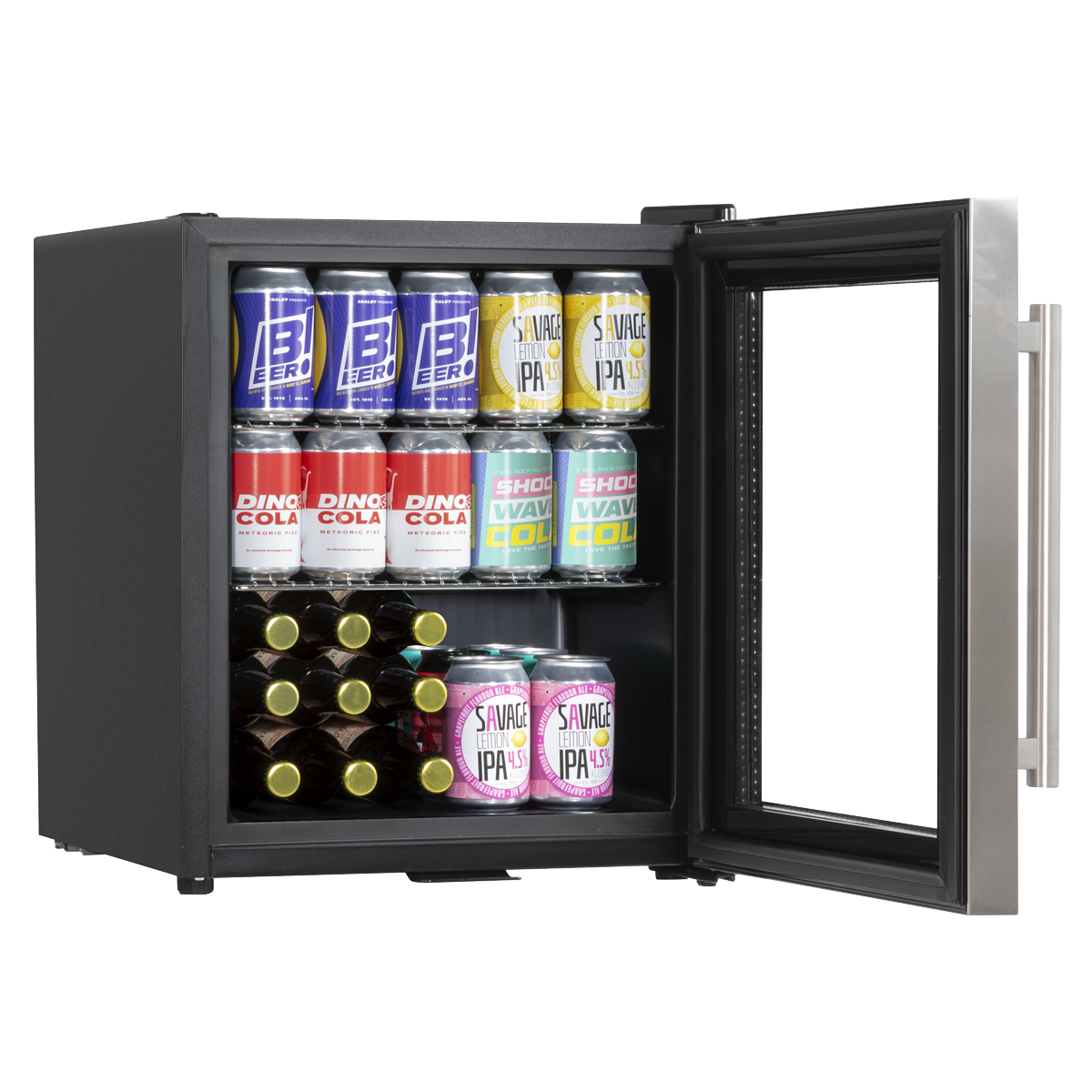 Baridi Mini Tabletop Beer & Drinks Fridge 50L Capacity - Stainless Steel
