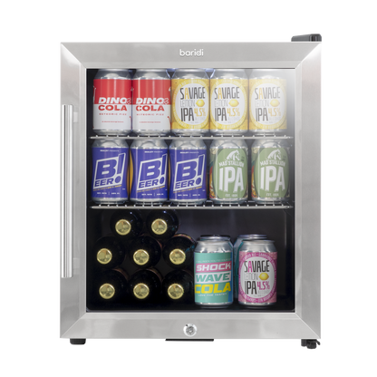 Baridi Mini Tabletop Beer & Drinks Fridge 50L Capacity - Stainless Steel