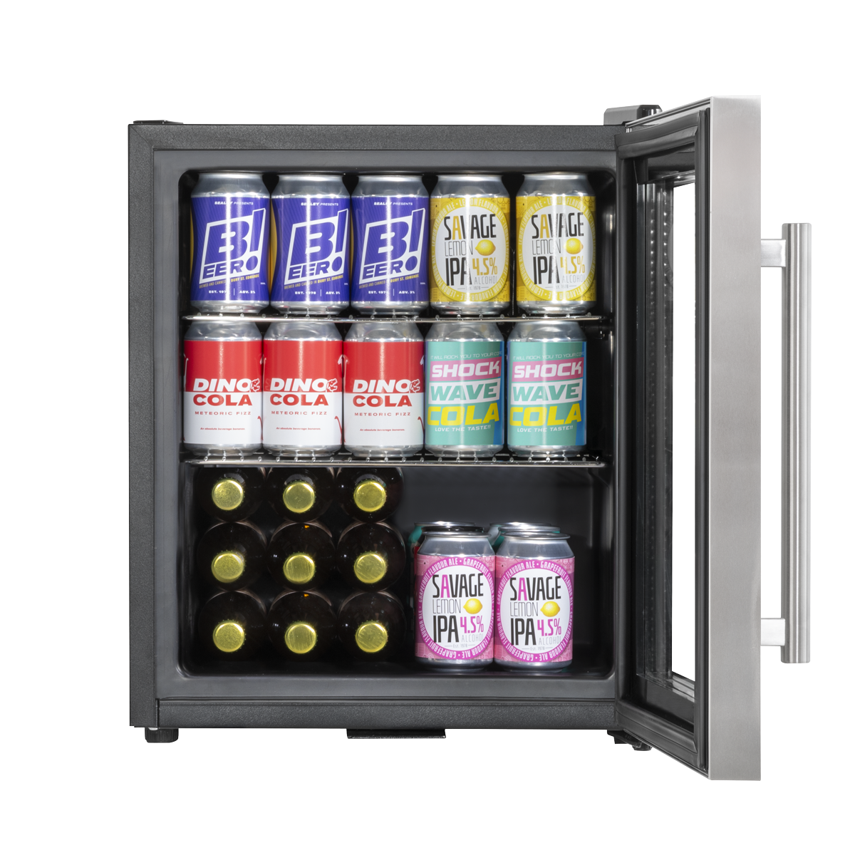 Baridi Mini Tabletop Beer & Drinks Fridge 50L Capacity - Stainless Steel