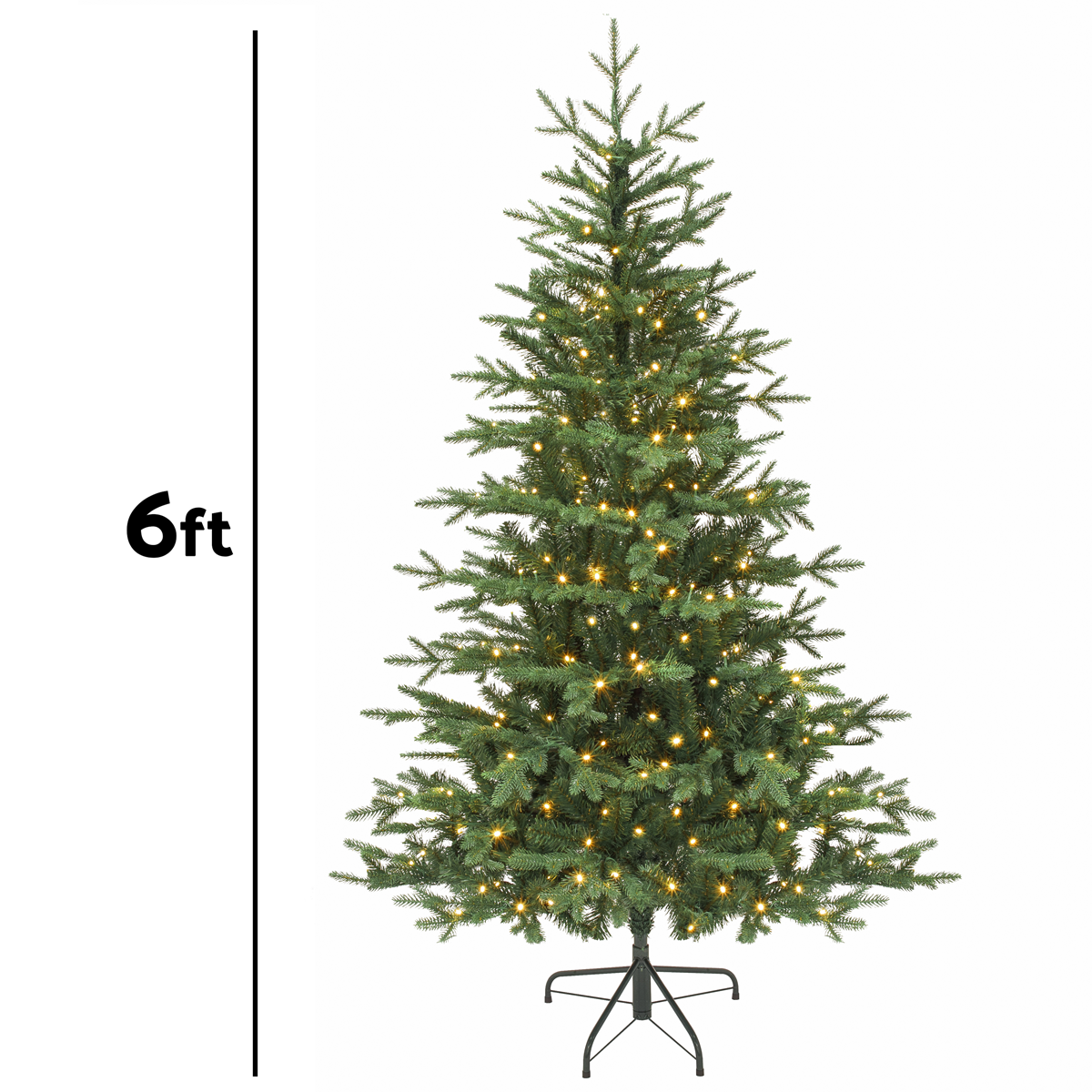 Dellonda Pre-Lit Hinged Christmas Tree with 270 Warm White LED Lights 6ft(180cm)