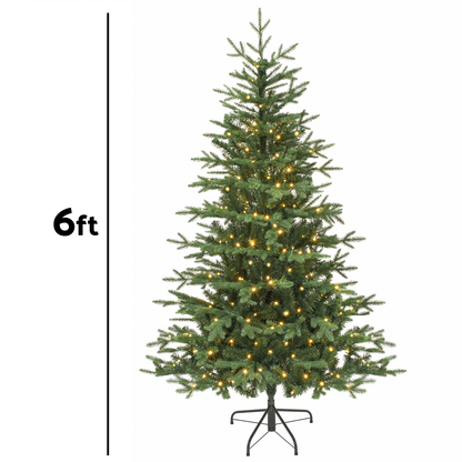 Dellonda Pre-Lit Hinged Christmas Tree with 270 Warm White LED Lights 6ft(180cm)