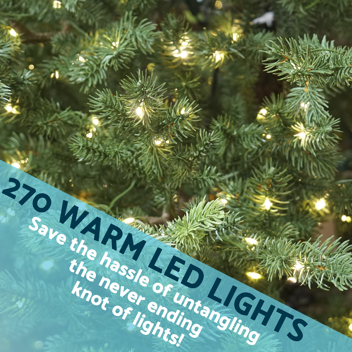 Dellonda Pre-Lit Hinged Christmas Tree with 270 Warm White LED Lights 6ft(180cm)